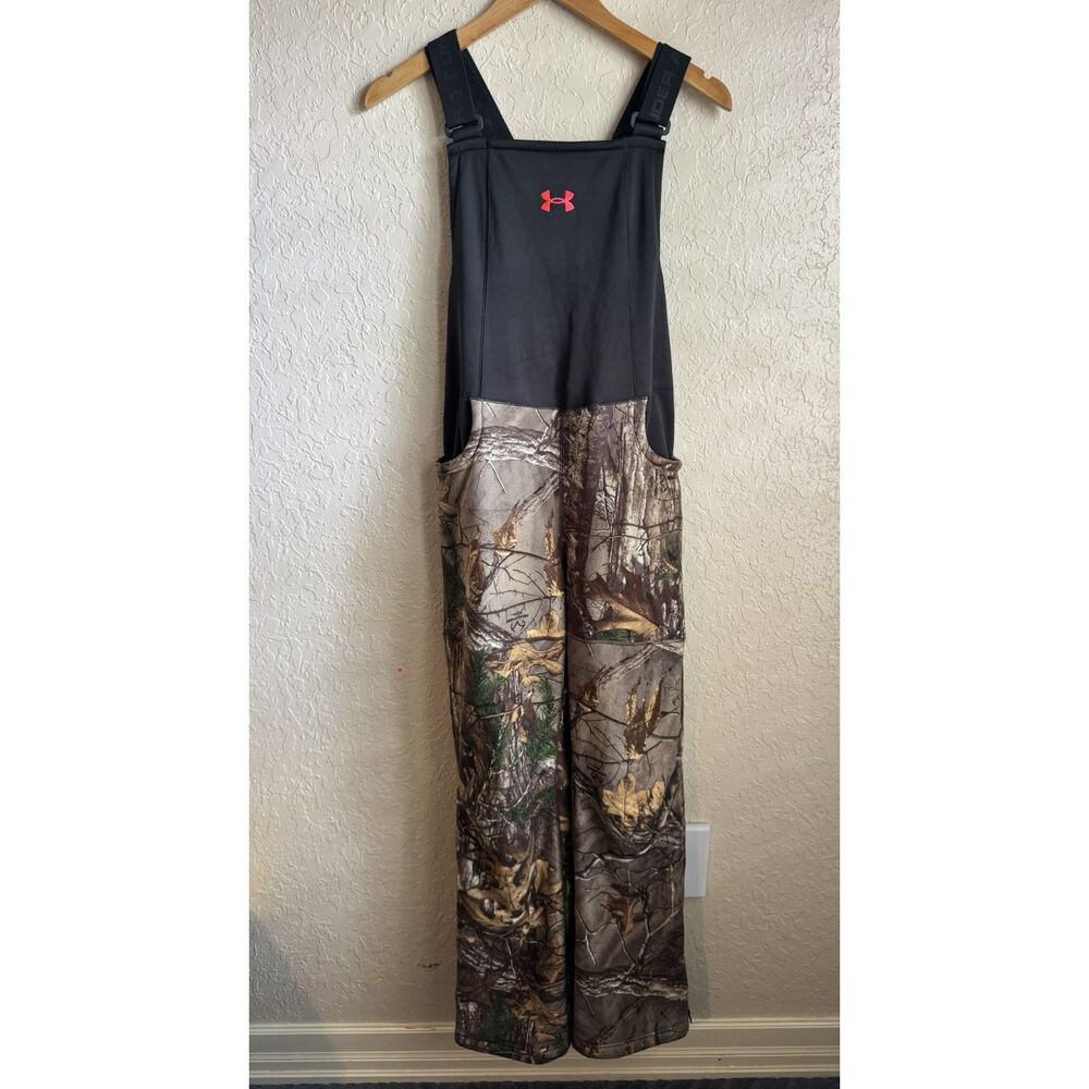 Under Armour ColdGear Storm Realtree Camo Hunting Bib Overalls Womens M Fleece